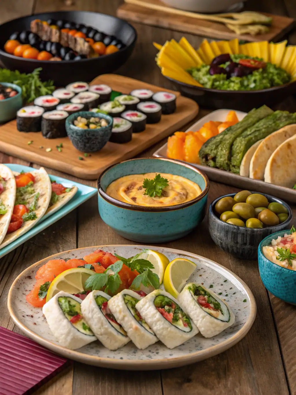 A custom-designed grazing table with unique elements tailored to the client's preferences, such as specific dietary requirements or themed decorations, set up for a large event.