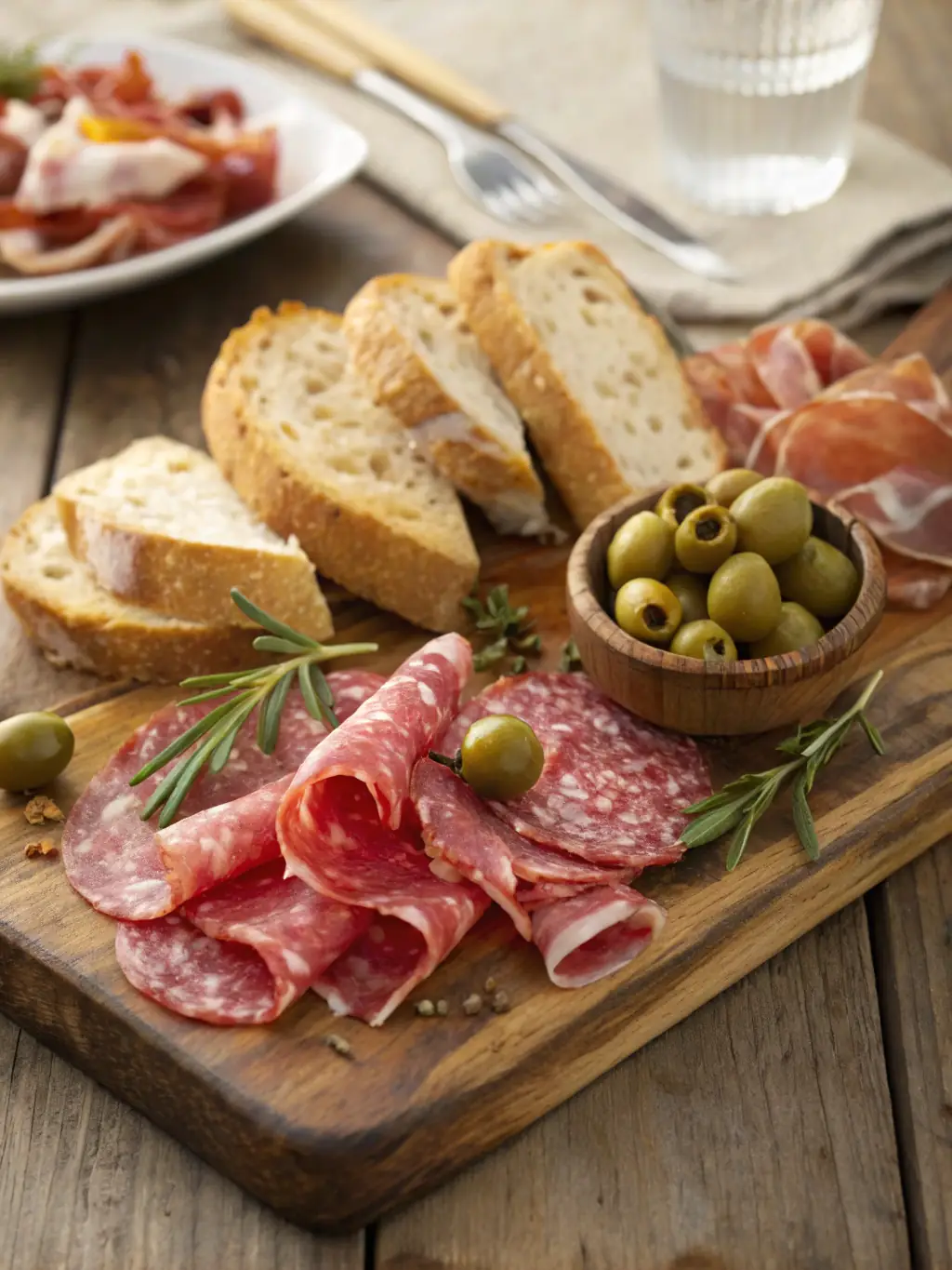 A beautifully arranged charcuterie board featuring a variety of cheeses, cured meats, fruits, and nuts, artfully displayed on a wooden board with elegant serving utensils, showcasing Kickshaws Catering Co.'s attention to detail.